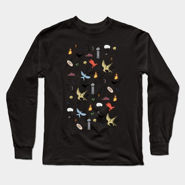 Hunger Games quality pattern  - black version Long Sleeve T-Shirt by Uwaki